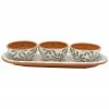 Euro Ceramica Margarida Snack Tray With Dipping Bowls Home Dinnerware