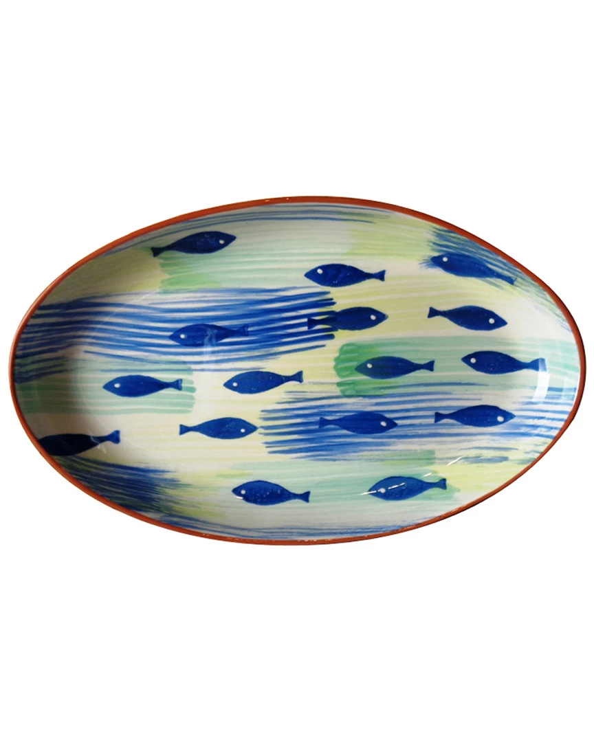 Euro Ceramica Pescador Oval Couped Platter Home Serveware