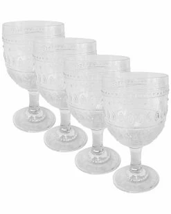 Euro Ceramica Fez Glassware 4pc 12Oz Wine Glass Set Home Drinkware
