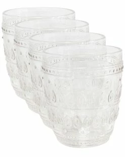Euro Ceramica Fez Glassware 4pc 12Oz Old Fashion Glass Set Home Drinkware