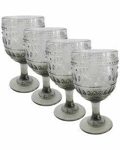 Euro Ceramica Fez Glassware 4pc 12Oz Wine Glass Set Home Drinkware