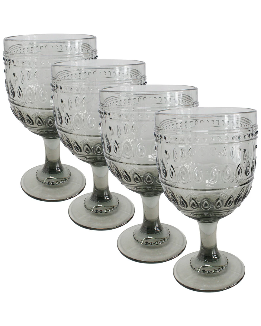 Euro Ceramica Fez Glassware 4pc 12Oz Wine Glass Set Home Drinkware
