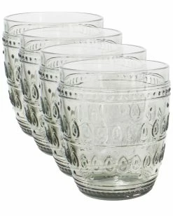 Euro Ceramica Fez Glassware 4pc 12Oz Old Fashion Glass Set Home Drinkware
