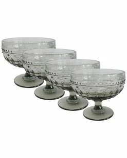 Euro Ceramica Fez Glassware 4pc 13Oz Footed Compote Glass Set Home Dinnerware