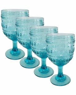 Euro Ceramica Fez Glassware 4pc 12Oz Wine Glass Set Home Drinkware