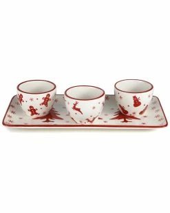 Euro Ceramica Winterfest 4pc Holiday Entertainment Serving Set Home Serveware
