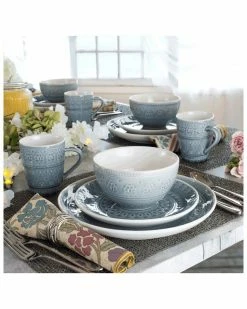 Euro Ceramica Fez Grey 16pc Dinnerware Set Home