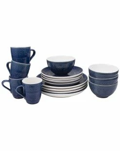 Euro Ceramica Fez Blue 16pc Dinnerware Set Home