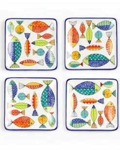 Euro Ceramica Freshcatch 4pc Canape Plates Set Home Dinnerware