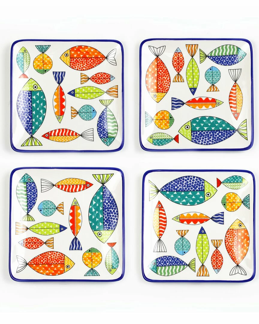 Euro Ceramica Freshcatch 4pc Canape Plates Set Home Dinnerware