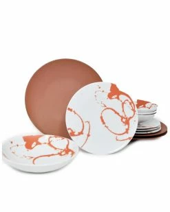 Euro Ceramica Nile 12pc Red Dinnerware Set Home