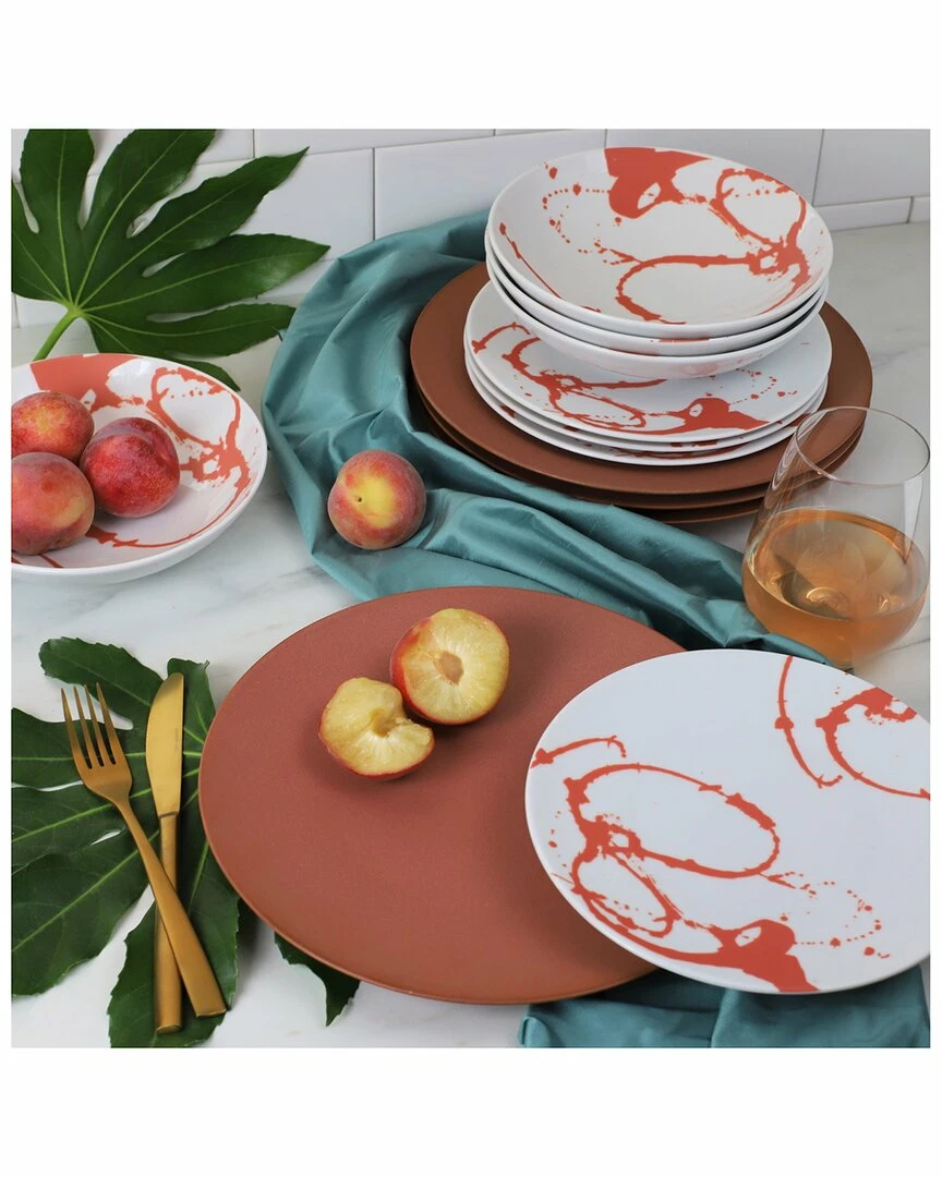 Euro Ceramica Nile 12pc Red Dinnerware Set Home - Image 3