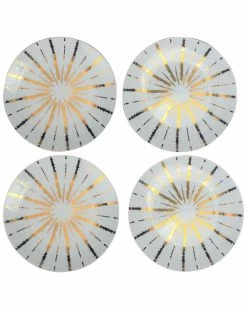Euro Ceramica Luminaire 4pc Salad Accent Plate Set Home Dinnerware