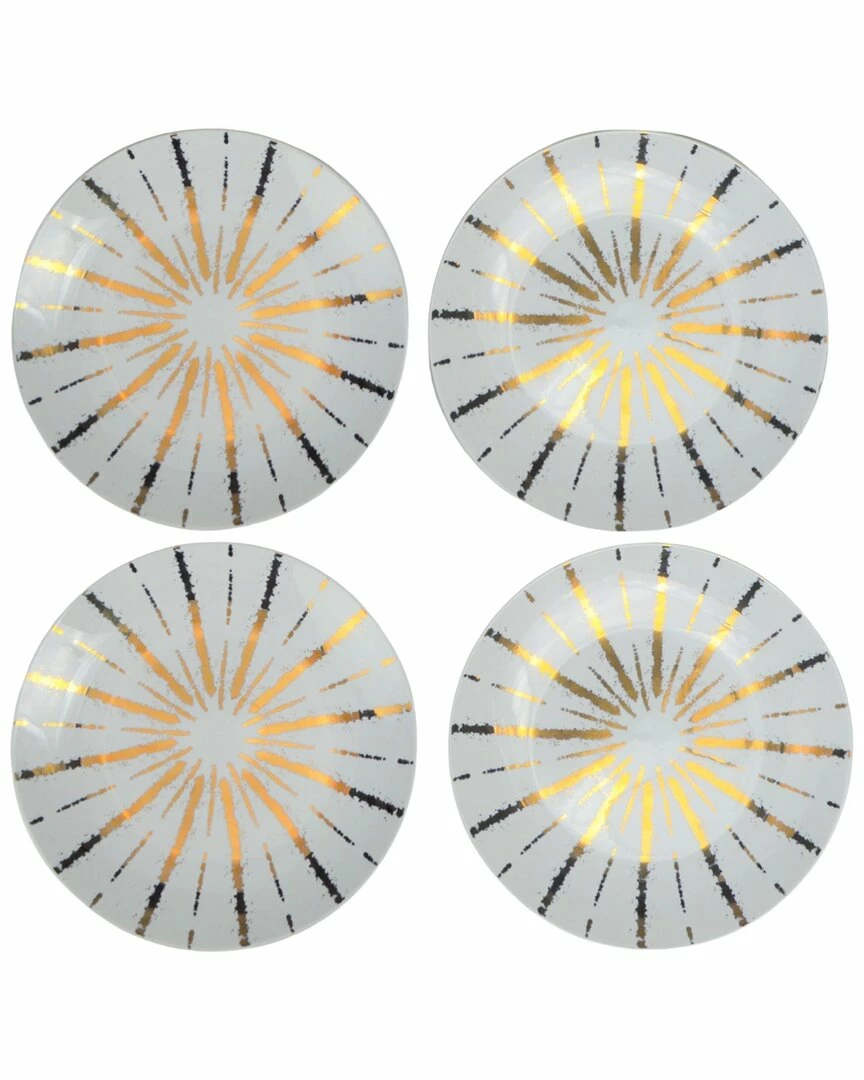 Euro Ceramica Luminaire 4pc Salad Accent Plate Set Home Dinnerware