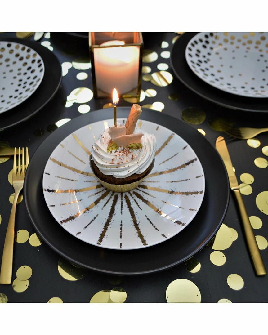 Euro Ceramica Luminaire 4pc Salad Accent Plate Set Home Dinnerware - Image 2