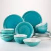 Euro Ceramica Fez 16pc Double Bowl Dinnerware Set - Turquoise Home