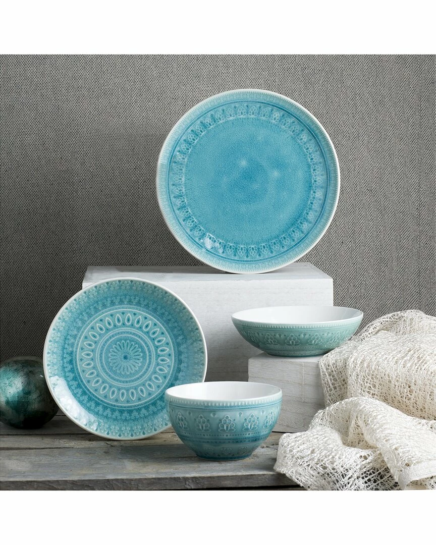 Euro Ceramica Fez 16pc Double Bowl Dinnerware Set - Turquoise Home - Image 2