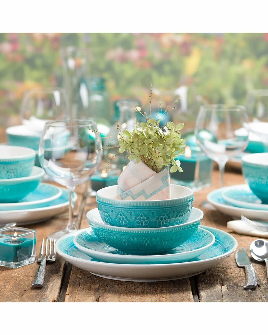 Euro Ceramica Fez 16pc Double Bowl Dinnerware Set - Turquoise Home - Image 3