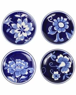 Euro Ceramica Blue Garden 6in Assorted Appetizer Plate (Set Of 4) Home Dinnerware