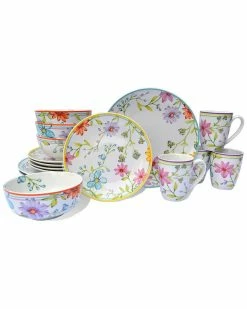 Euro Ceramica Charlotte Stoneware 16pc Dinnerware Set Home