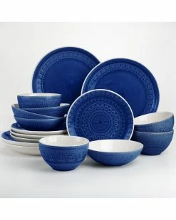 Euro Ceramica Fez 16pc Double Bowl Dinnerware Set Home