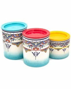 Euro Ceramica Zanzibar 3pc Canister Set Home Kitchen & Pantry Storage