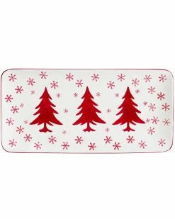 Euro Ceramica Winterfest Rectangular Platter Home Serveware