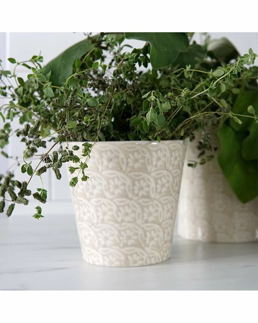 Euro Ceramica Chloe Floral Accent Planter Home Serveware - Image 2