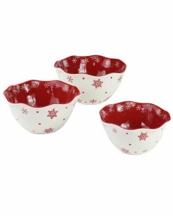 Euro Ceramica Winterfest 3pc Nesting Bowl Set Home Serveware