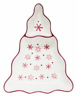 Euro Ceramica Winterfest Chip And Dip Tree Platter Home Serveware