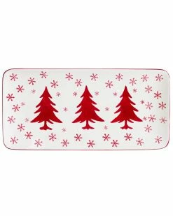 Euro Ceramica Winterfest Rectangular Platter Home Serveware