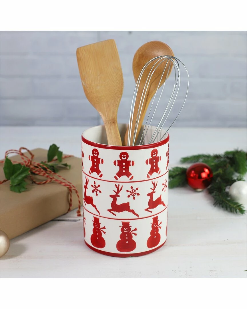 Euro Ceramica Winterfest Utensil Holder Home Kitchen & Pantry Storage - Image 2
