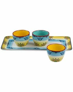 Euro Ceramica Zanzibar Ceramic Appetizer Serving Set Home Serveware