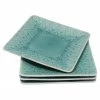 Euro Ceramica Peacock Square Appetizer Plate Set Home Dinnerware