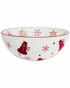Euro Ceramica Winterfest Round Serving Bowl Home Serveware